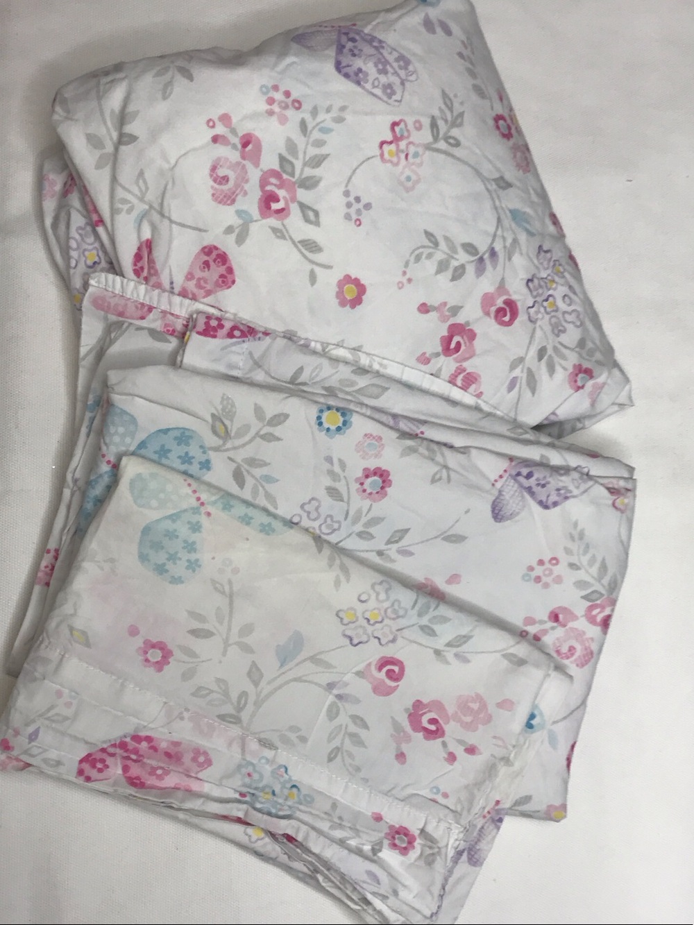 Pottery Barn Kids Floral Cotton Sheet Set - Pink, Purple & Blue Twin